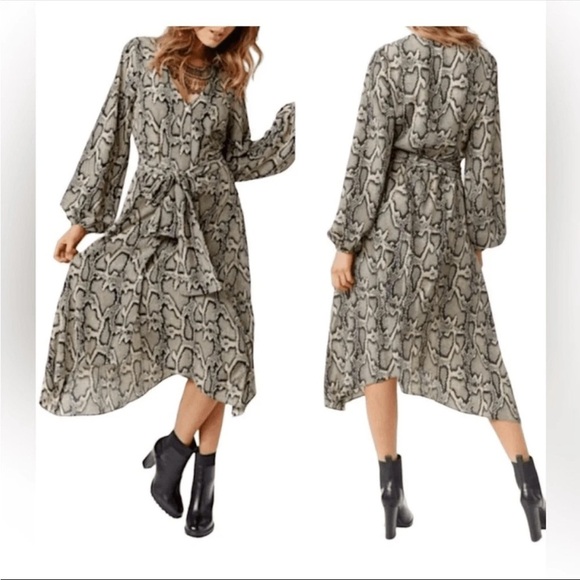 Show Me Your MuMu Snake Print Asymmetrical Midi Dress Size Small - Picture 1 of 7